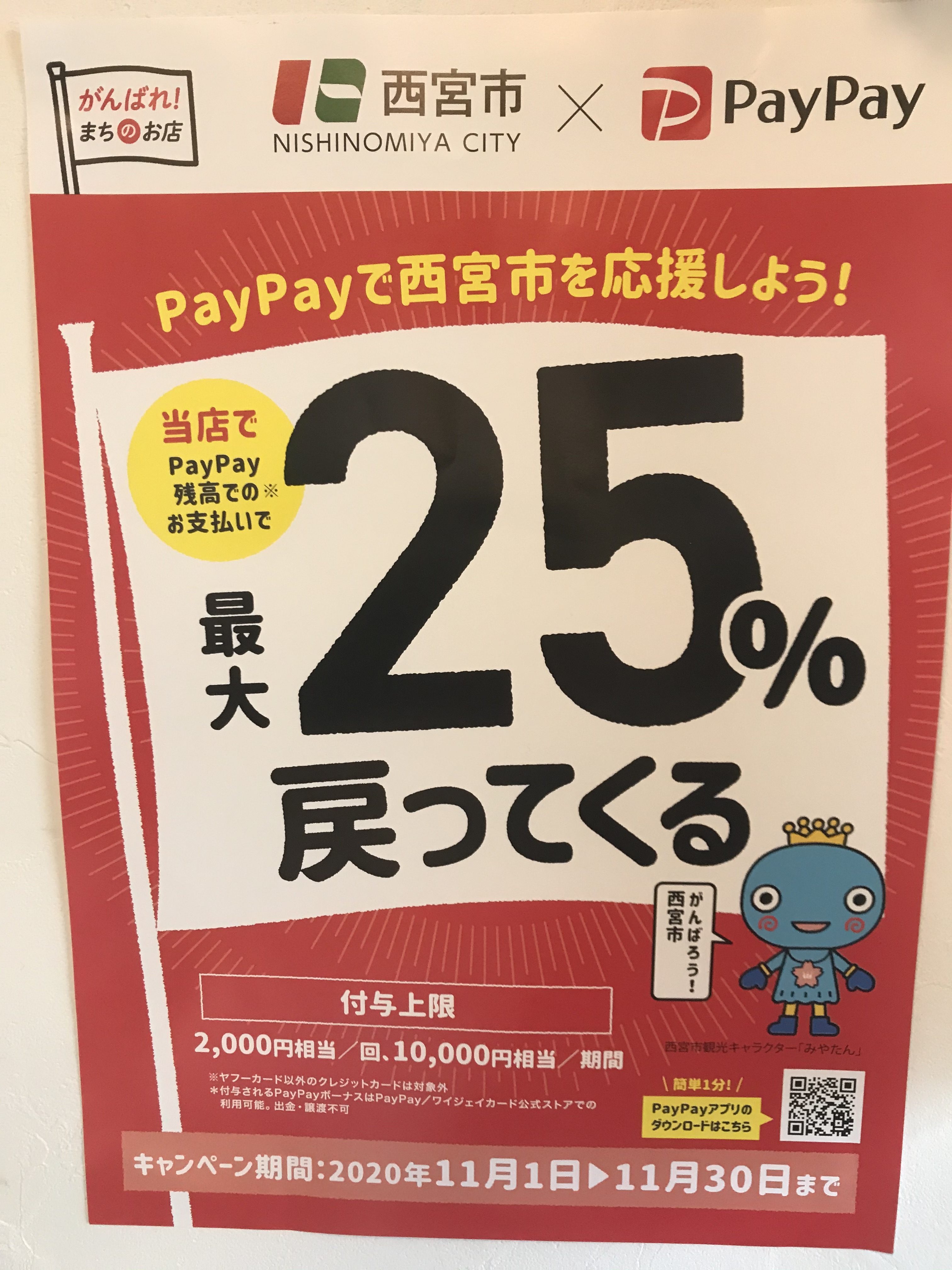 11月はPayPay払いがお得です！！